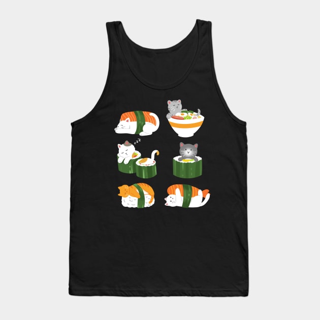 Sushi Cat Japanese Anime Kawaii Neko Tank Top by KAWAIITEE